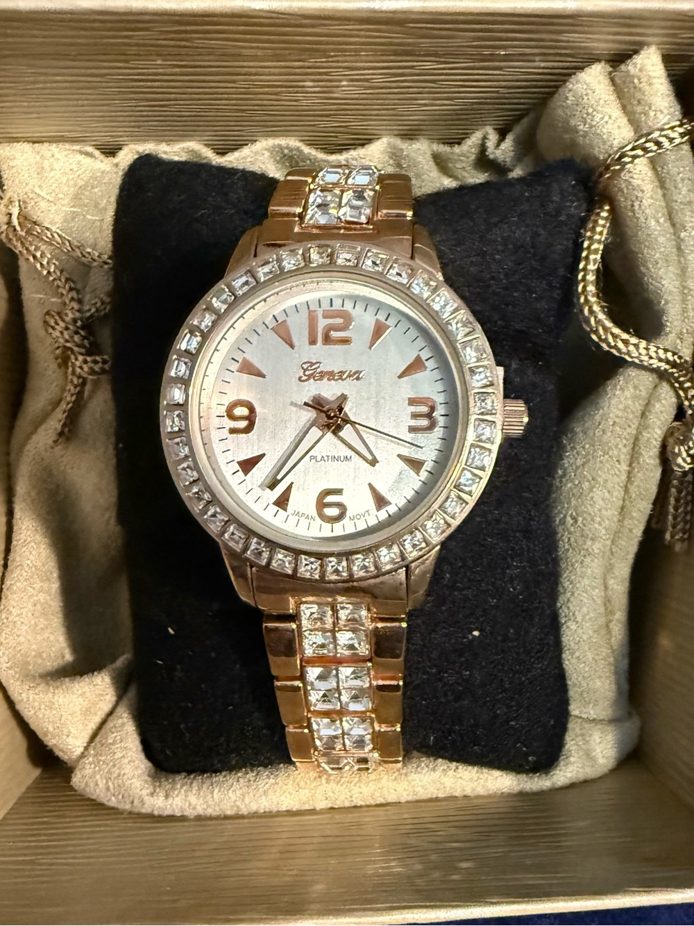Geneva Rose Gold Tone Crystal Accent Ladies Watch